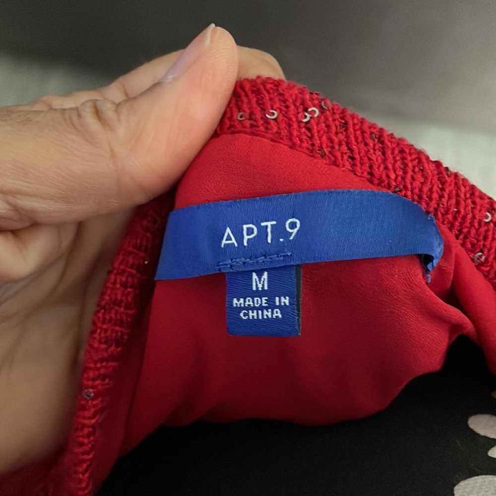 Apt. 9 High - Low Red Sweater With Sequin Size Me… - image 7